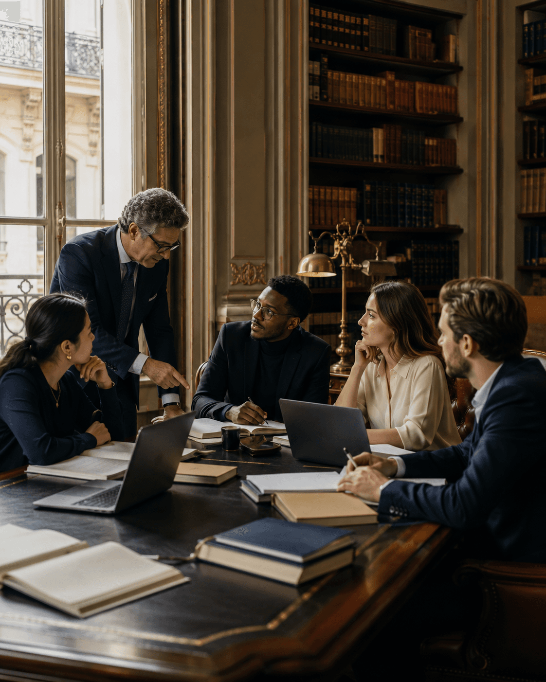 Executive learners and international students in a modern classroom